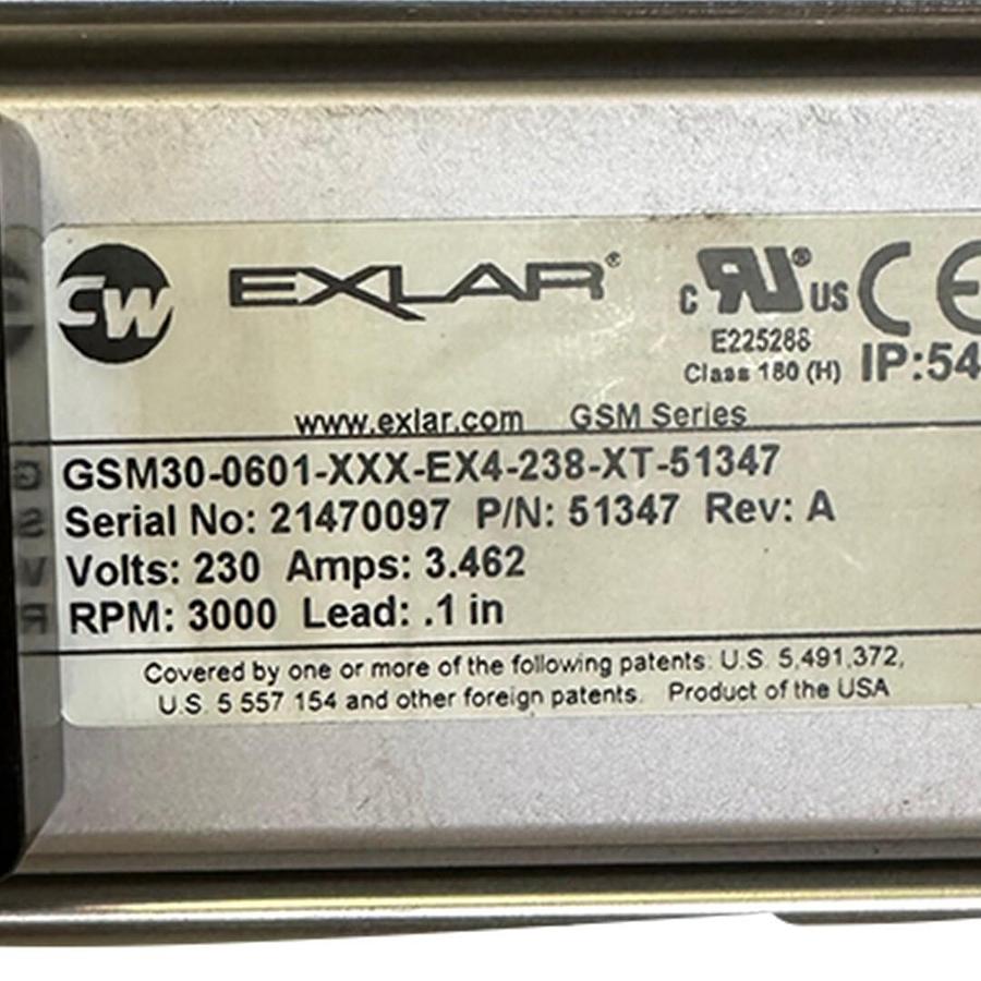 Used CW EXLAR GSM30-0601-XXX-EX4-238-XT-51347 SERVO ACTUATOR 51347 REV. A GSM SERIES