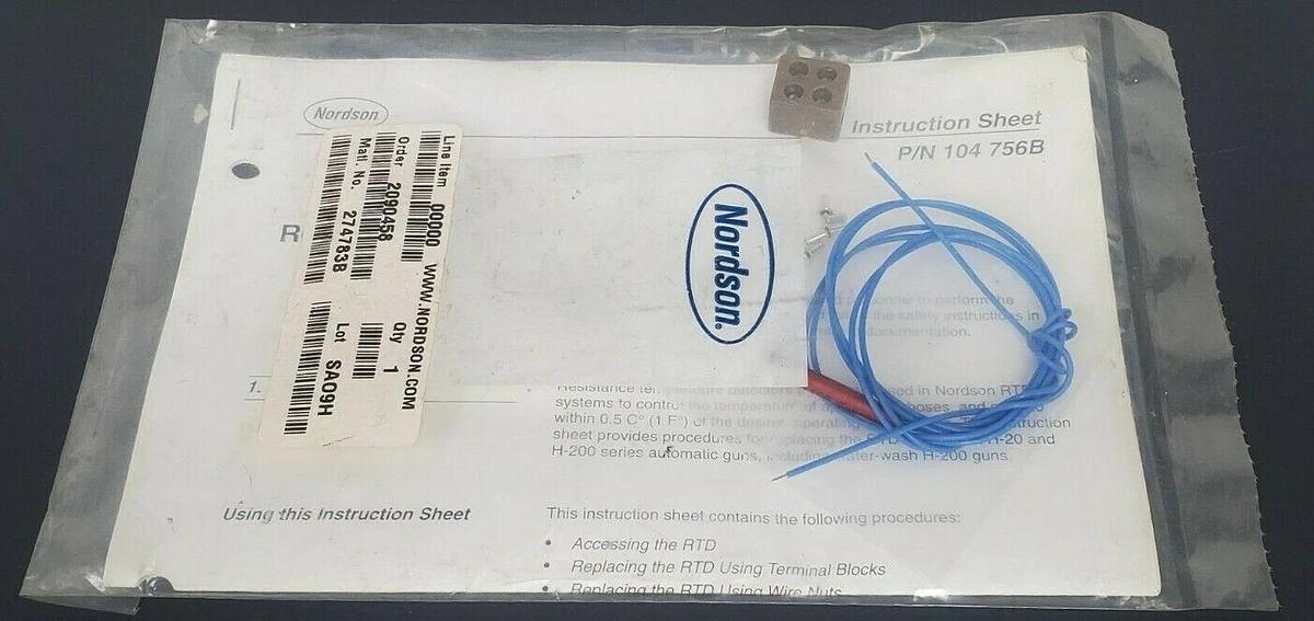 Used NEW NORDSON 274783B KIT GUN RTD REPLACEMENT WIRE PROBE AND COMPONENTS