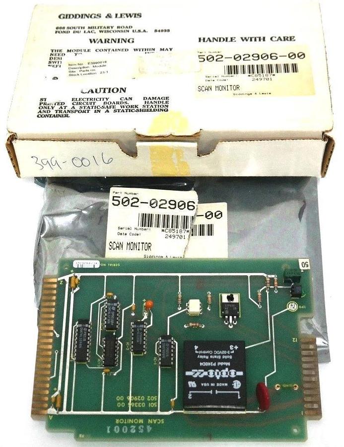 NIB GIDDINGS & LEWIS 502-02906-00 SCAN MONITOR 5020290600, 501-03365-00