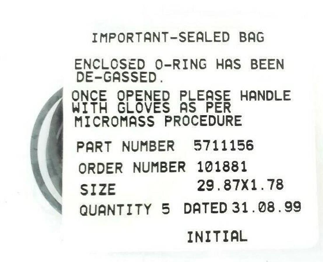 Used LOT OF 4 NEW WATERS MICROMASS 5711156 O-RINGS 29.87X1.78