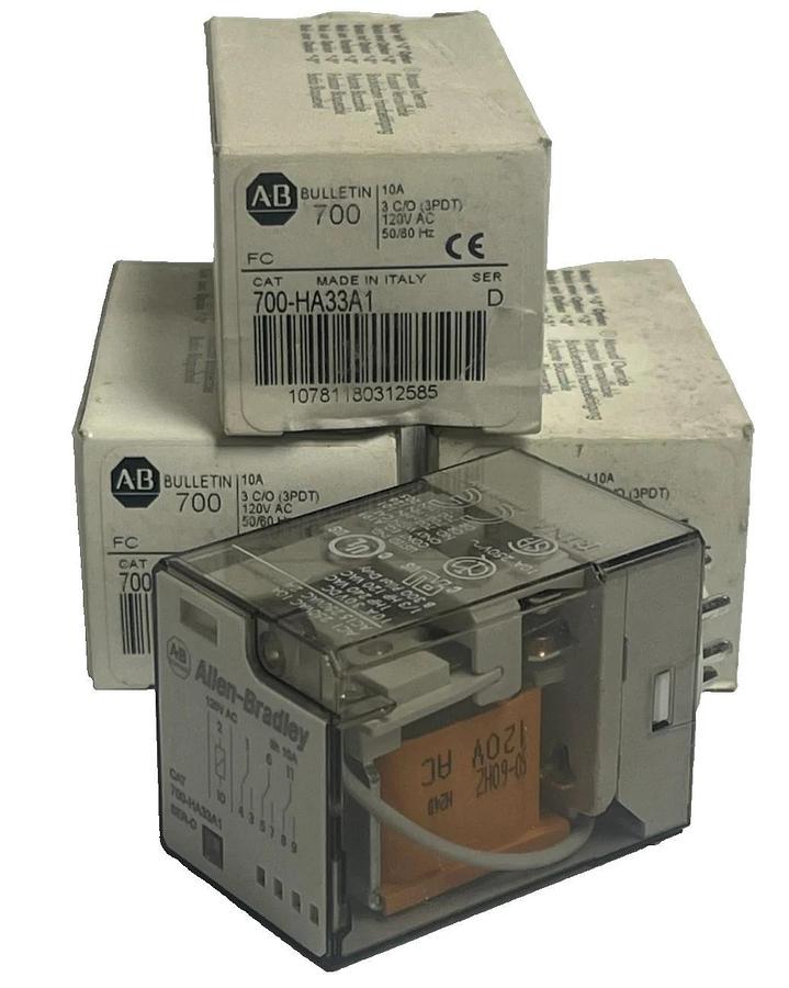 LOT OF 3 ALLEN-BRADLEY 700-HA33A1 Ser. D Control Relay 3 N.O. 3 N.C., NSMP