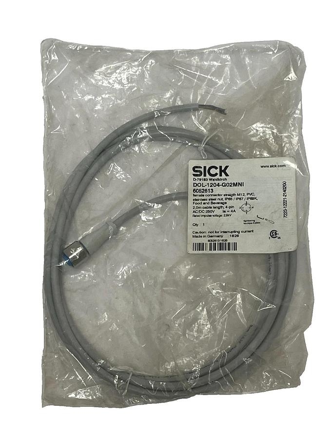 SICK DOL-1204-G02MNI (6052613) M12 4-Pin 2m Hygienic Cable NEW