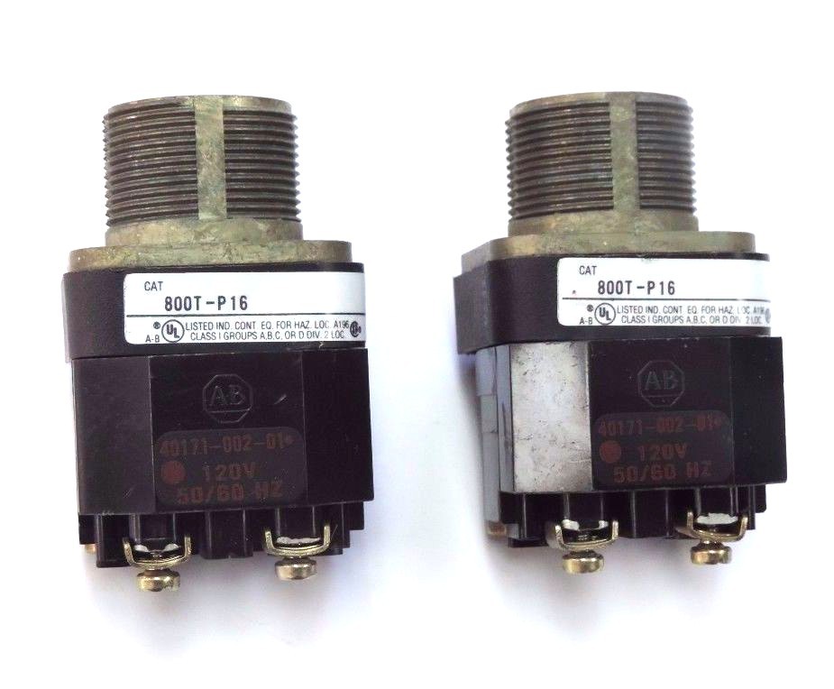 Used LOT OF 2 ALLEN BRADLEY 800T-P16 PILOT LIGHTS 800TP16 SER. T W/ 40171-002-01 120V