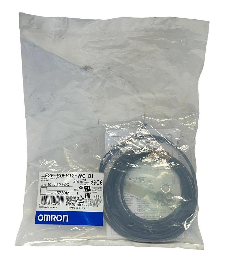 Used OMRON E2E-S05S12-WC-B1 / E2ES05S12WCB1 PROXIMITY SENSOR 2M 10-30VDC 100mA NSFS