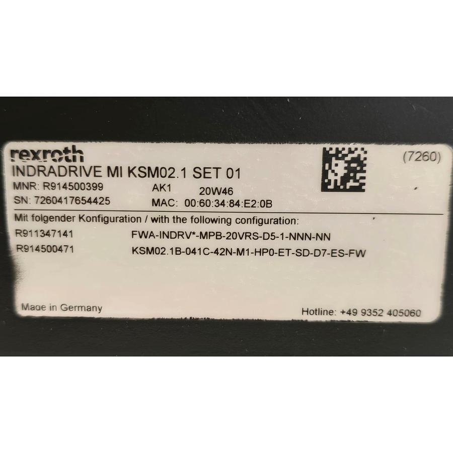 Used REXROTH IndraDrive MI KSM02.1 SET 01 | R914500399 | R914500471 | R911347147 USNP