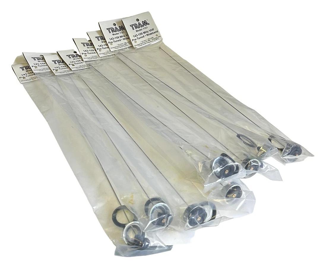 Used 8 NEW SEALED TRAM MODEL 1121 PRE-TUNED 1/4 WAVE ANTENNAS 143-159MHz VHF WIDEBAND