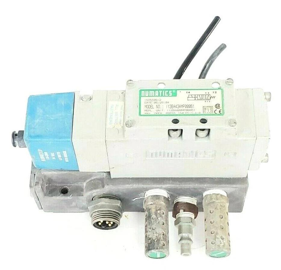 Used NUMATICS I13BA43AMP00061 PNEUMATIC VALVE W/ 236-384B COIL 24VDC 4W