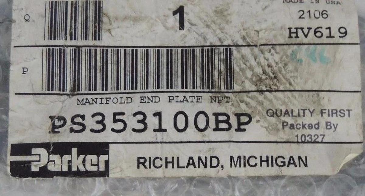 Used NEW PARKER PS353100BP MANIFOLD END PLATE NPT