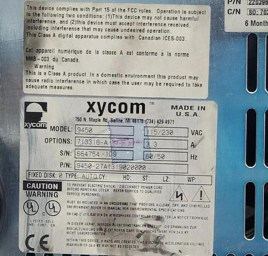 Used XYCOM 9450 OPERATOR INTERFACE MONITOR 713316-A 220396A 9450-27A1319020000