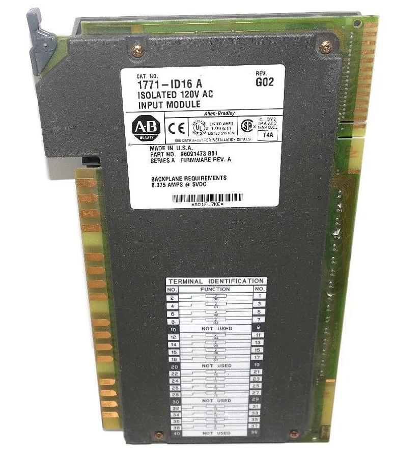 Used ALLEN BRADLEY 1771-ID16 A ISOLATED 120V AC INPUT MODULE P/N: 96091473 B01