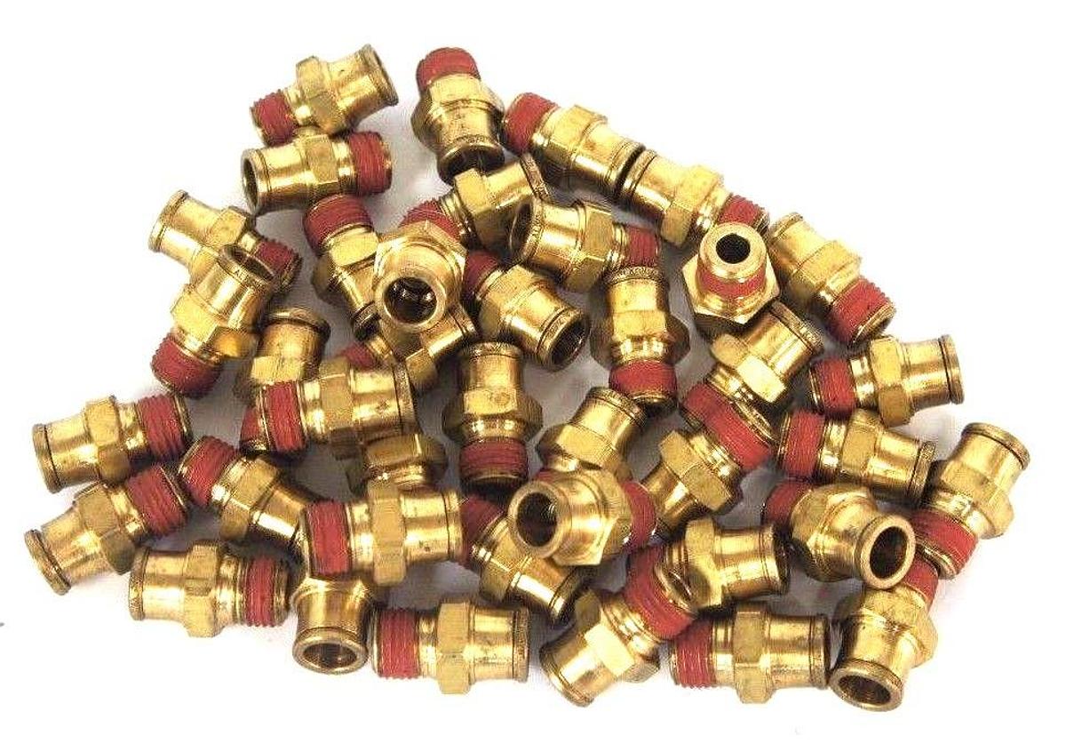 Used LOT OF 40 NEW EATON QCAB BRASS ADAPTERS 1/8-27 X 3/8"
