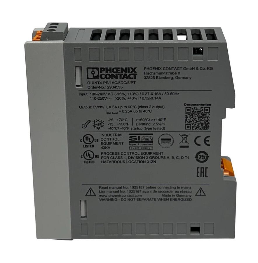 PHOENIX CONTACT QUINT4-PS/1AC/5DC/5/PT / 2904595 QUINT POWER SUPPLY 5V OUT NSMP