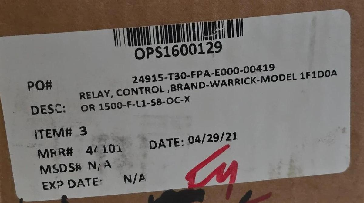 AMETEK B/W Controls 1500-F-L1-S8-OC-X Liquid Level Control Relay 120/360V 1F1D0A