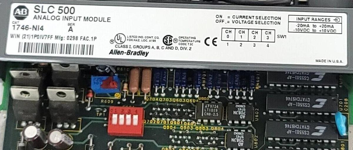 Used ALLEN BRADLEY 1746-NI4 /A SLC 500 ANALOG INPUT MODULE 1746NI4 *SEE PICS