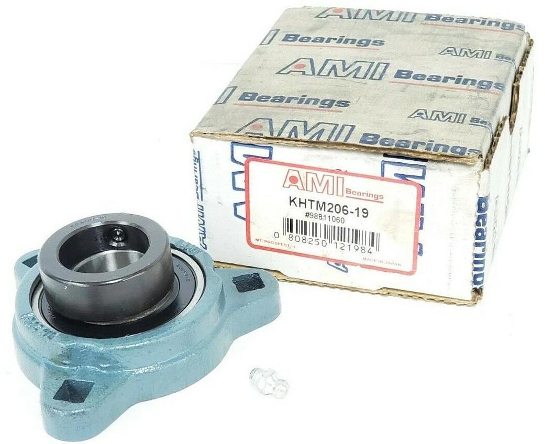 Used NIB AMI KHTM206-19 3-BOLT FLANGE BEARING #98811060