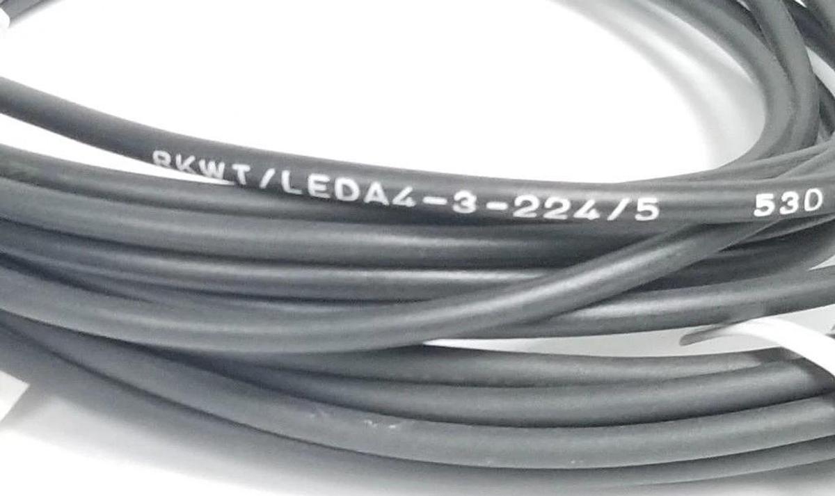 Used LOT OF 2 LUMBERG RKWT/LED A 4/3-224/5M CORDSETS, 5 METERS, RKWT/LEDA4-3-224/5