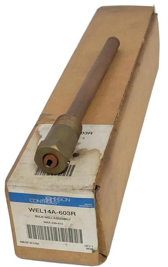 NIB JOHNSON CONTROLS WEL14A-603R BULB WELL ASSY COPPER BULB 5-13/16" LONG
