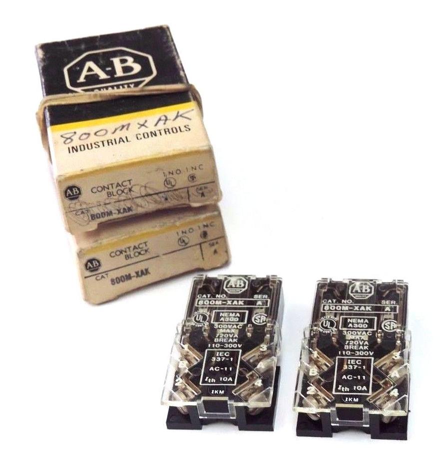 Used LOT OF 2 NEW ALLEN BRADLEY 800M-XAK CONTACT BLOCKS 800MXAK SER. A