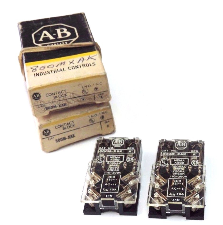 Used LOT OF 2 NEW ALLEN BRADLEY 800M-XAK CONTACT BLOCKS 800MXAK SER. A