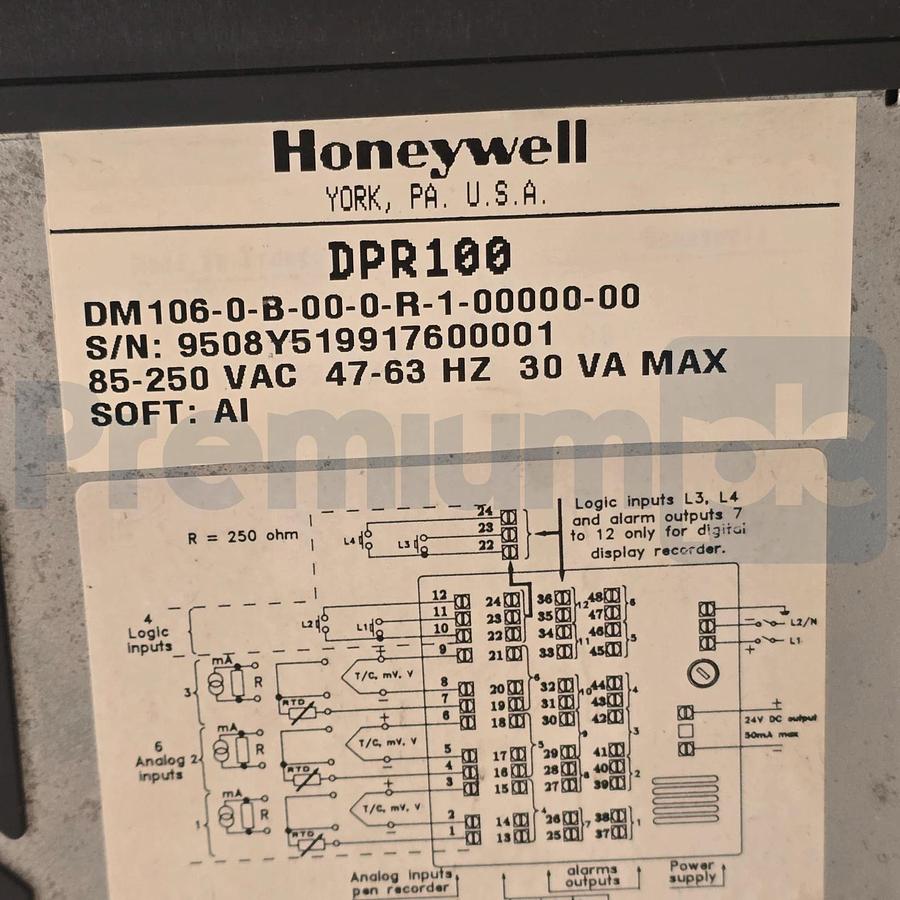 Used HONEYWELL DPR100 MULTI-POINT CHART RECORDER DM106-0-B-00-0-R-1-00000-00