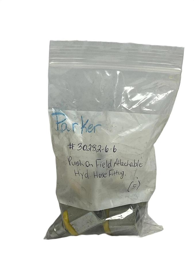 Lot of 5 Parker 30282-6-6 Push-On Field Attachable Hose Fittings 3/8" - NSNP