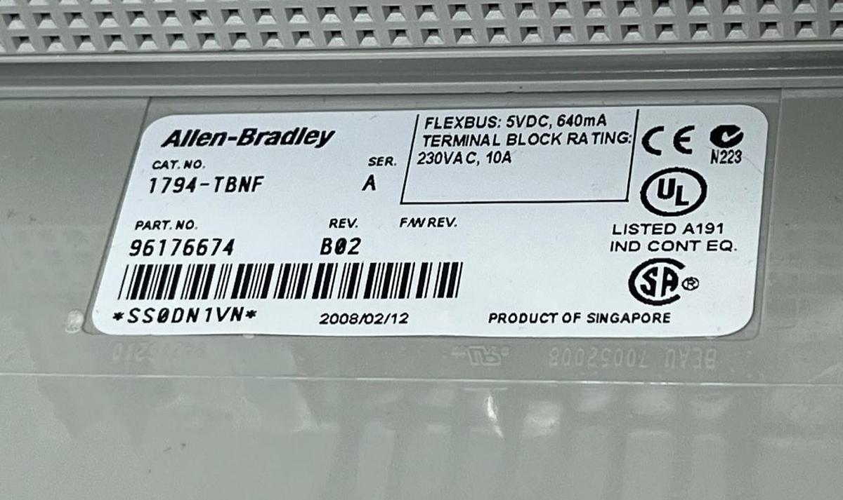 Used Lot of 2 Allen-Bradley 1794-TBNF Series A FLEX I/O Fused Terminal Base Units