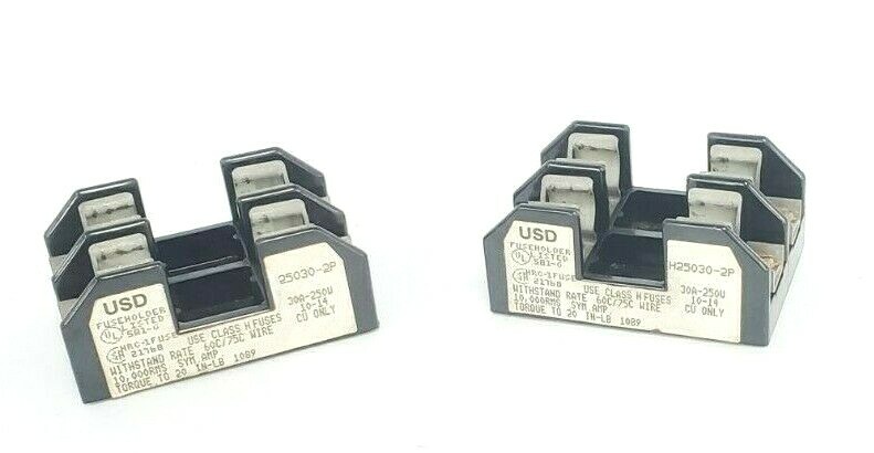 Used LOT OF 2 USD H25030-2P FUSE HOLDERS 30A-250V, H250302P