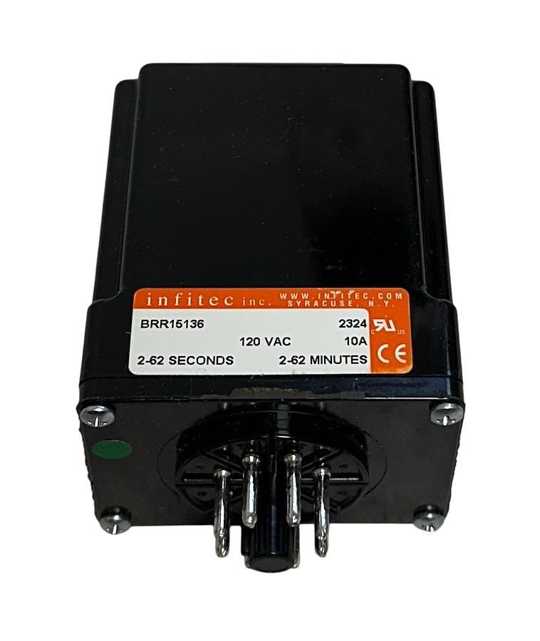 Used INFITEC TIMING CONTROLS BRR15136 TIME DELAY RELAY BRR SERIES 120VAC 10A NSMP