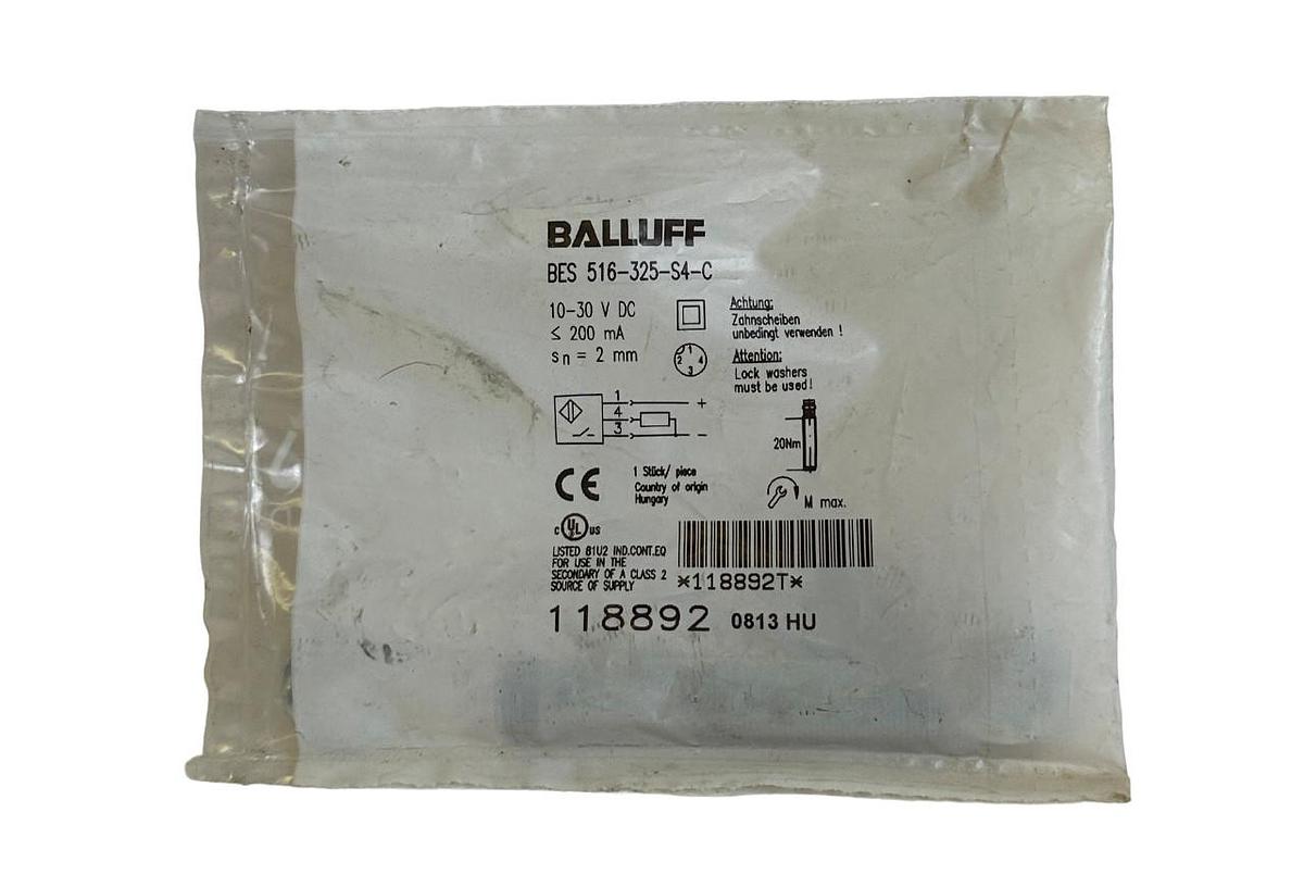 Used NEW BALLUFF BES 516-325-S4-C / BES516325S4C INDUCTIVE PROXIMITY SENSOR 10-30Vdc