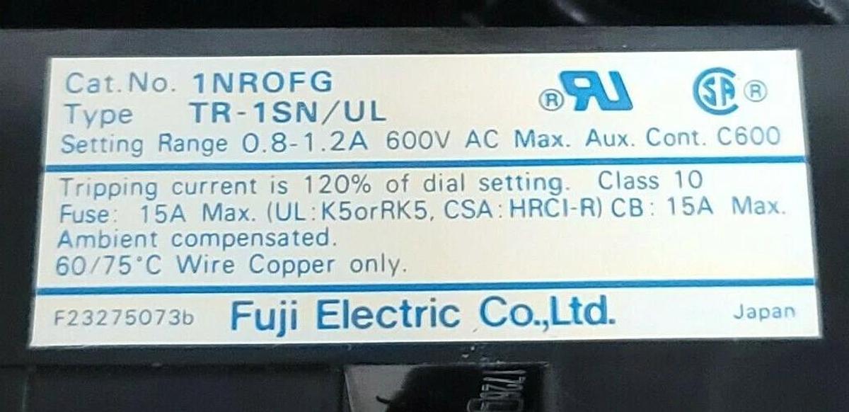 NEW FUJI ELECTRIC SRCB3931K-5-1/UL NON-REVERSING STARTER 1RW0F0