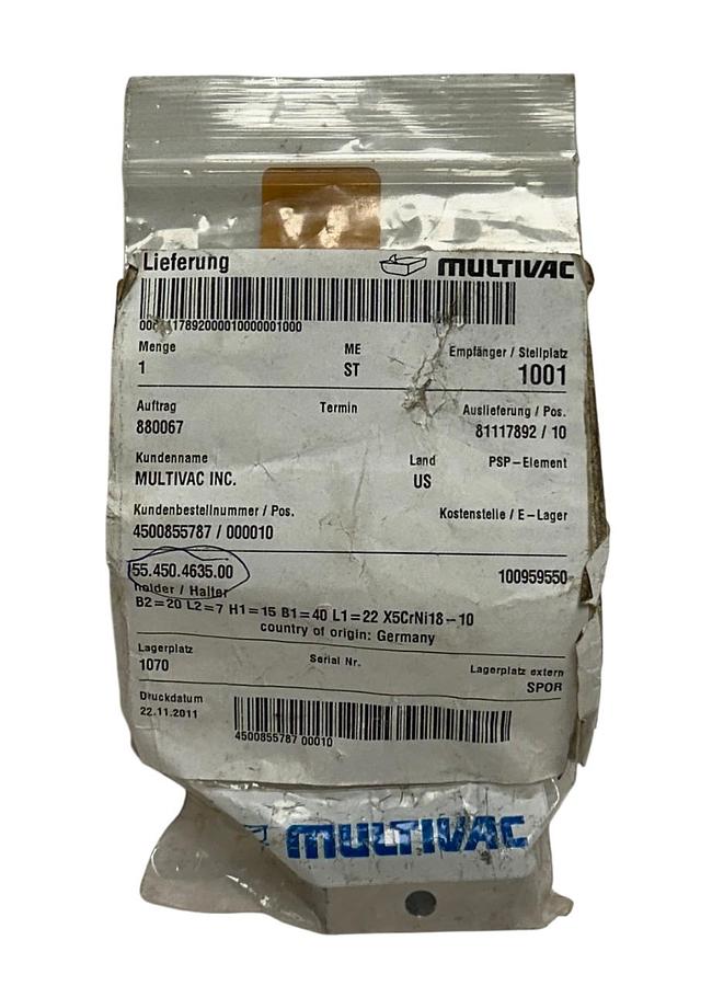 Used MULTIVAC 55.450.4635.00 / 55450463500 OEM Holder B2=20 L2=7 H1=15 B1=40 NSMP