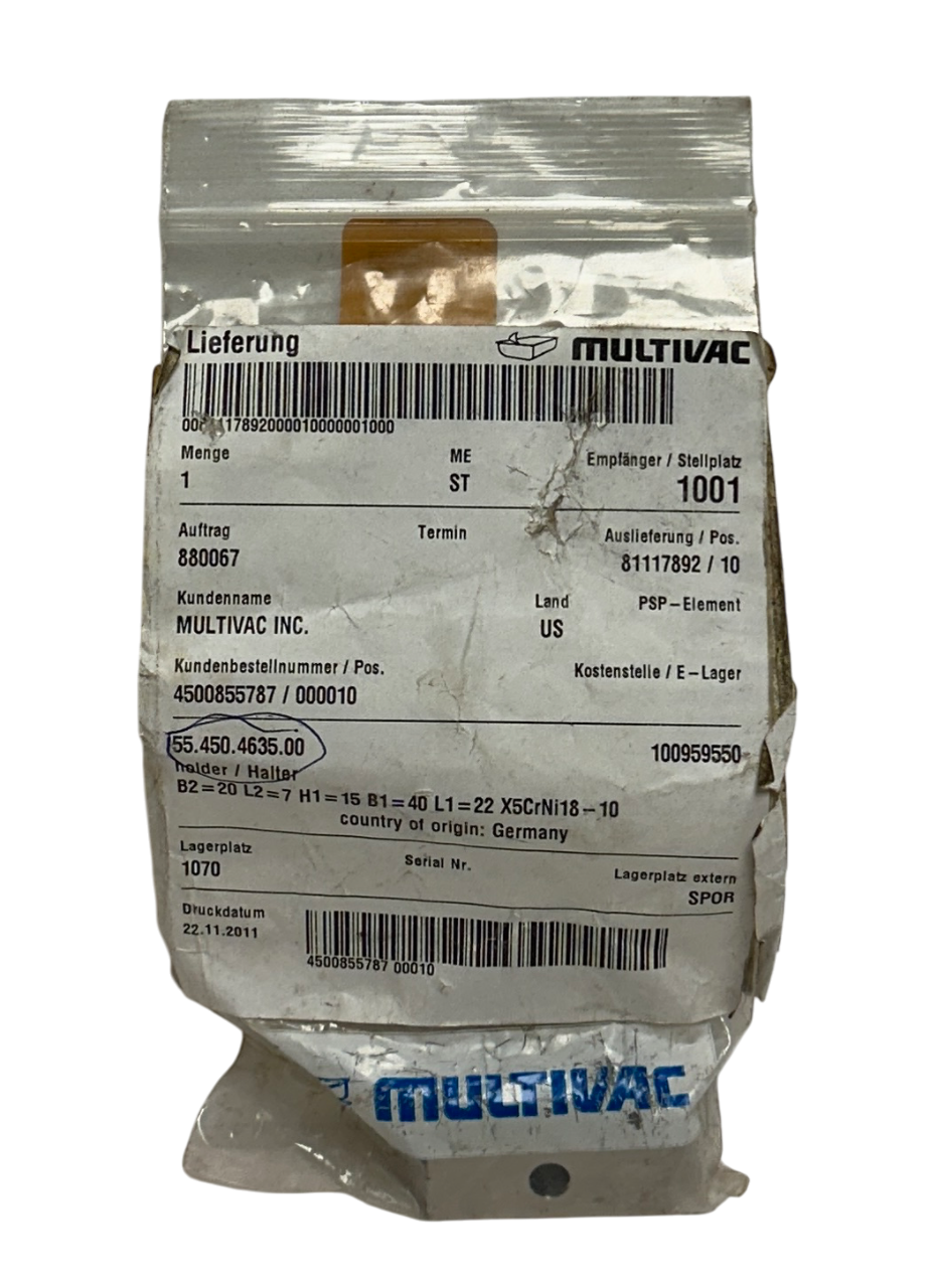 Used MULTIVAC 55.450.4635.00 / 55450463500 OEM Holder B2=20 L2=7 H1=15 B1=40 NSMP