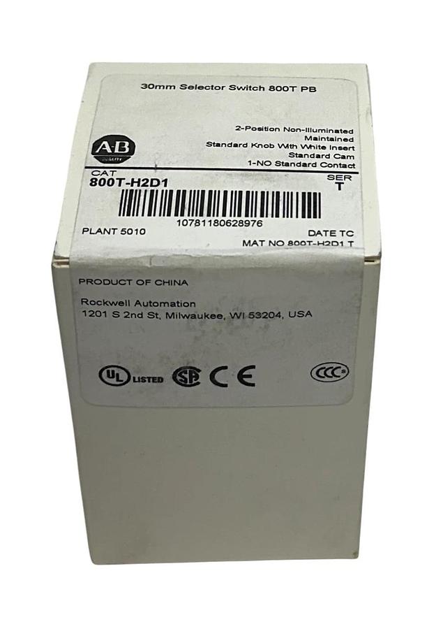Used ALLEN BRADLEY 800T-H2D1 /T 30mm SELECTOR SWITCH 800T PB 2-POS STANDARD KNOB NSFS