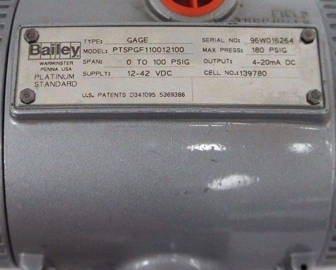 Used NEW BAILEY PTSPGF110012100 GAUGE PRESSURE TRANSMITTER 0-100PSIG, 12-42VDC