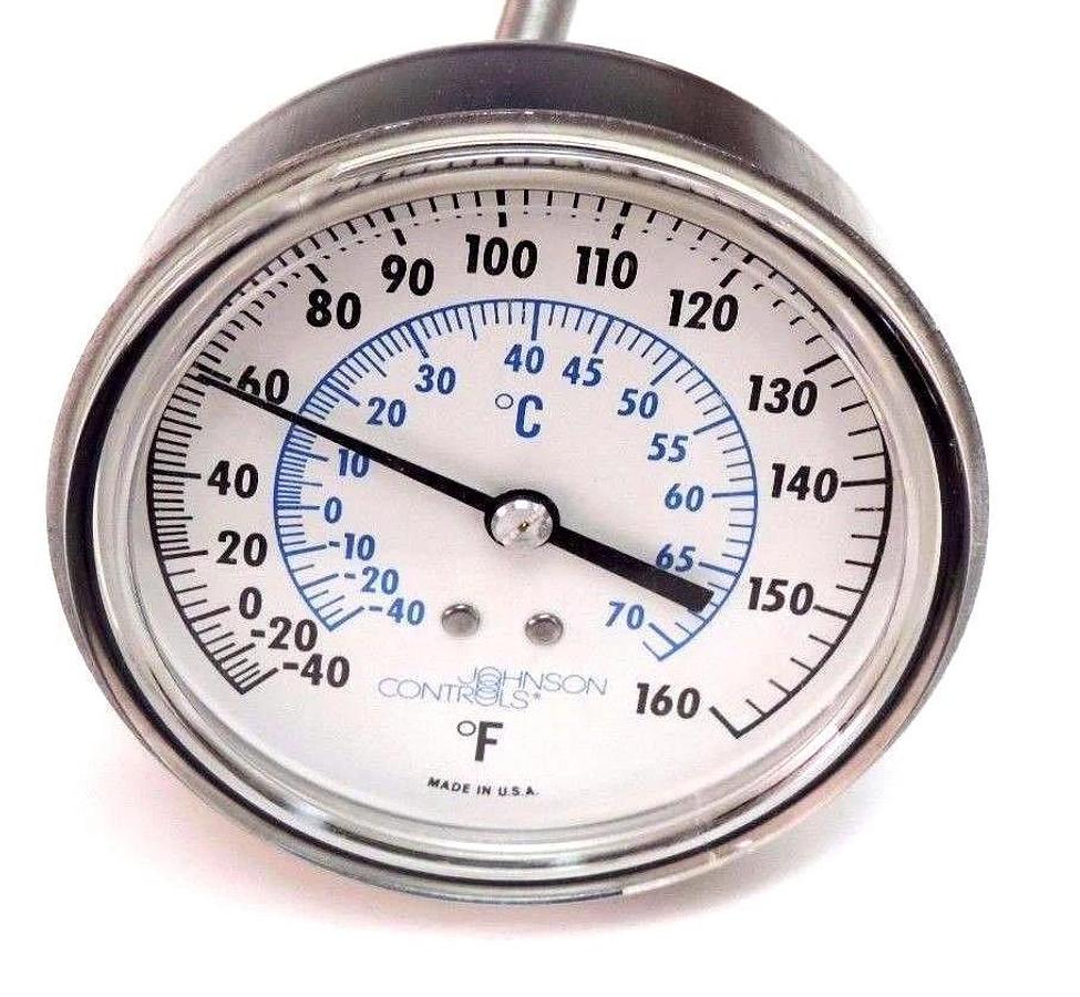 NIB JOHNSON CONTROLS T-2100-206 FLUSH MOUNT THERMOMETER, -40-160 DEG F T2100206