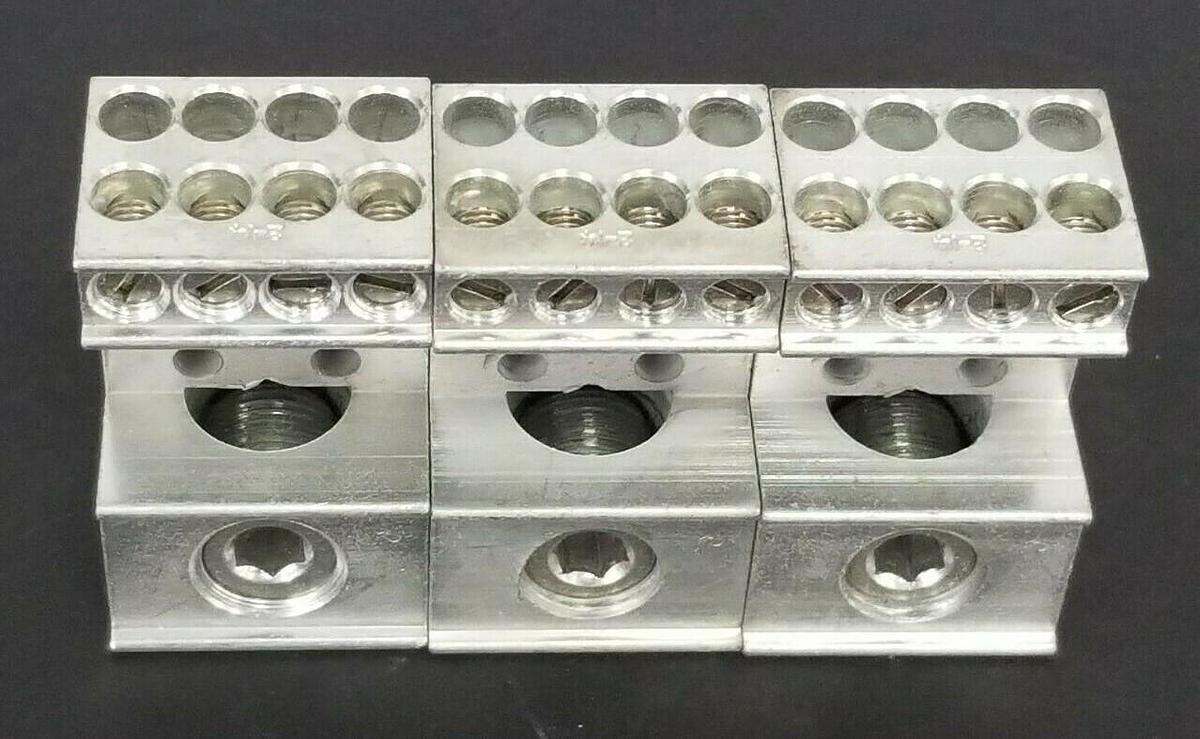 Used LOT OF 3 ILSCO 98074 LUG CONNECTORS 400KCMIL-6 CU7AL 2-14