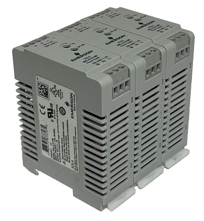 Lot of 3 Emerson SolaHD SVL 4-12-100 DIN Rail Power Supplies 12V 4A 48W