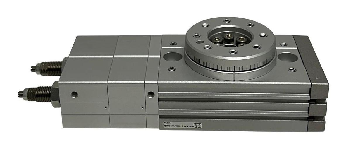 Used SMC MSZB30A 30mm MSQ 3-POSITION ROTARY ACTUATOR W/ TABLE MB SERIES BASIC NSMP