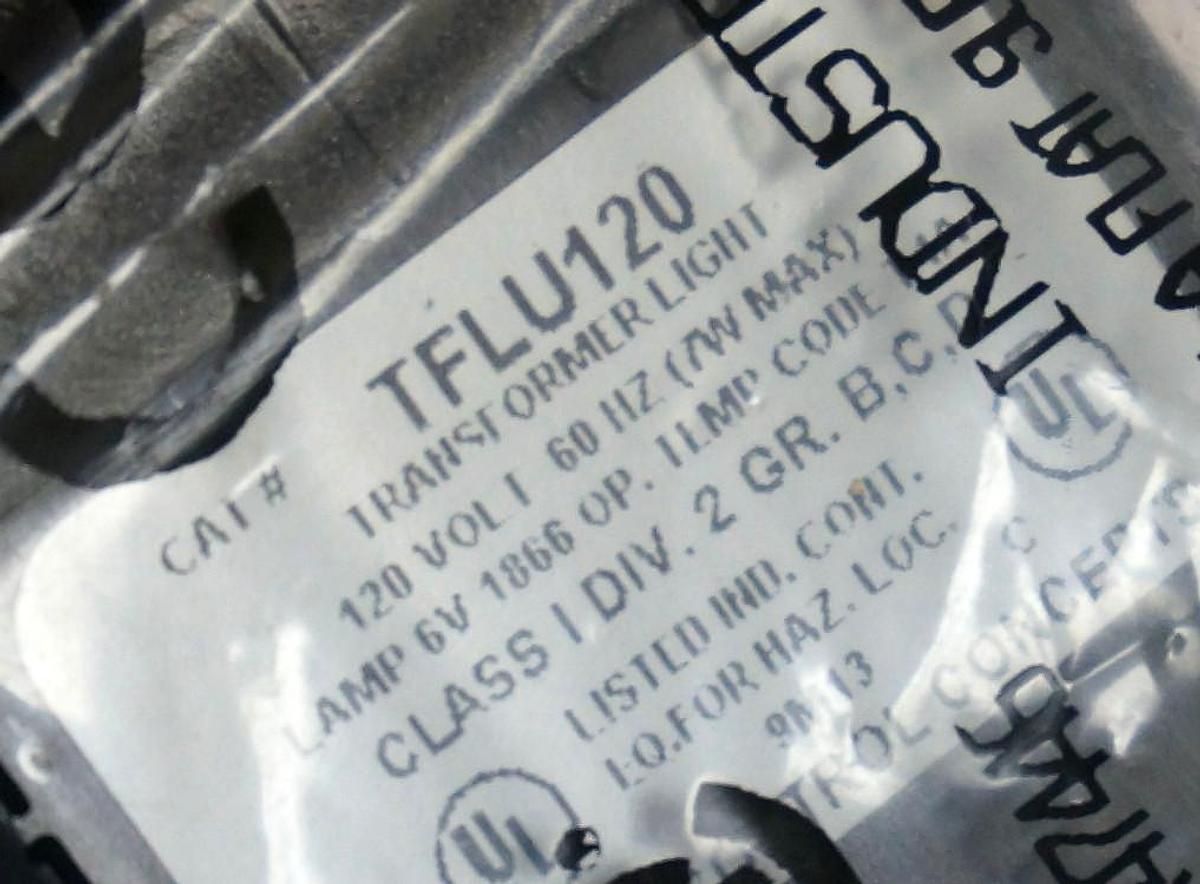 Used NEW CONTROL CONCEPTS TFLU120 TRANSFORMER LIGHT W/ LAMP 120V, 60HZ