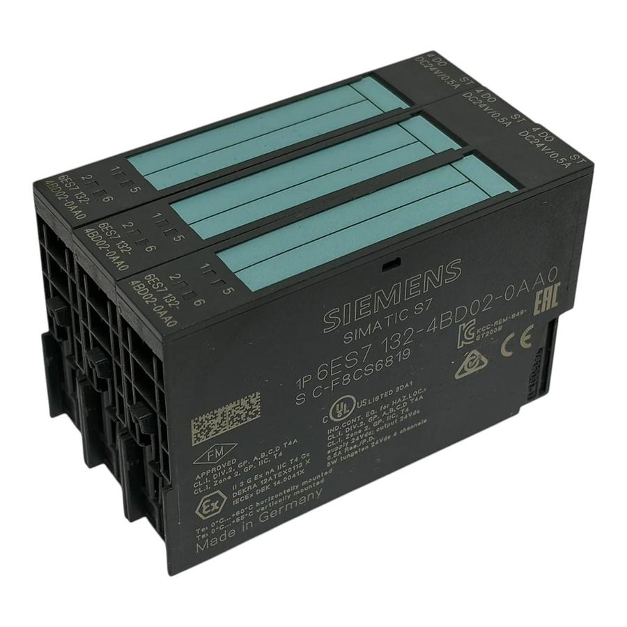 Used Siemens 6ES7132-4BD02-0AA0 SIMATIC S7 ET200S 4 DO 24VDC 0.5A Module Lot of 3