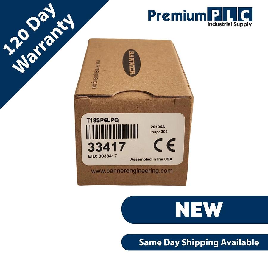 Used NEW BANNER T18SP6LPQ EZ-BEAM T18 SERIES BARREL-MOUNT SENSOR 4-PIN M12 P/N 33417