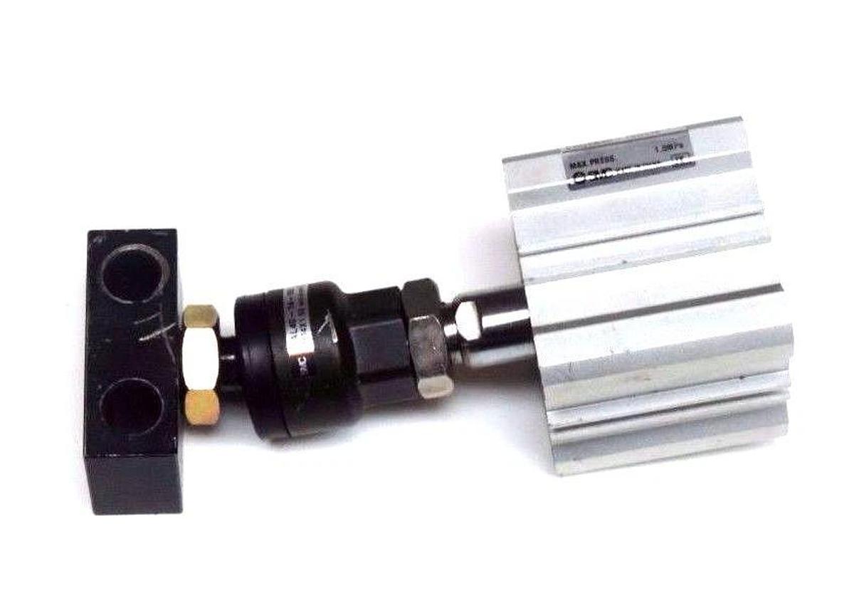 Used SMC CDQ2B40-10DCM COMPACT CYLINDER W/ JAL40-14-150 JAF/JAL ACCESSORY