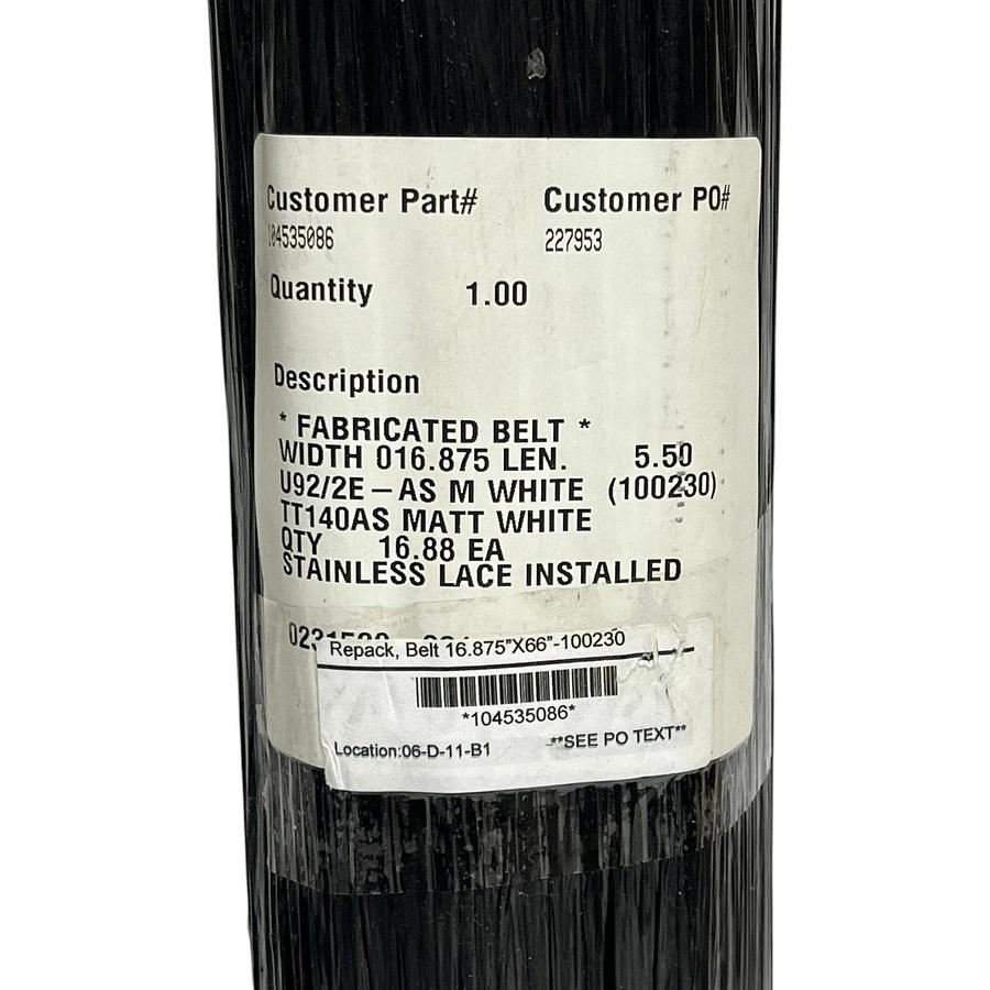 UBR 100230 U92/2E-AS TT140AS Conveyor Belt 16.875" x 66" Stainless Lace