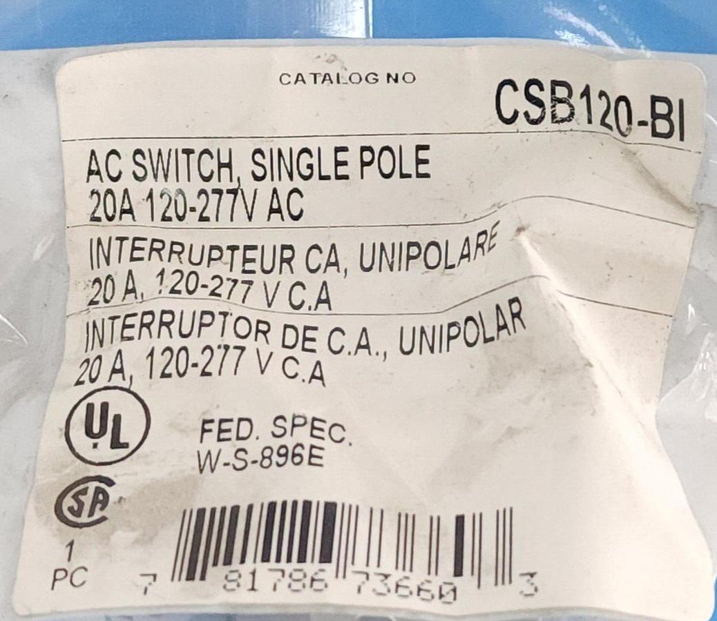 Used LOT OF 4 NEW BRYANT CSB120-BI AC SWITCHES SINGLE POLE