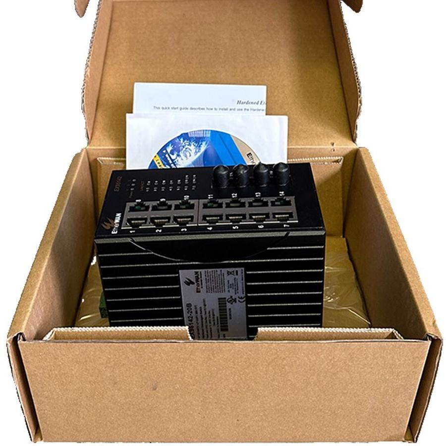 Used NEW EtherWAN EX95142-20B / EX9514220B HARDENED UNMANAGED SWITCH 16-PORT 10/100TX