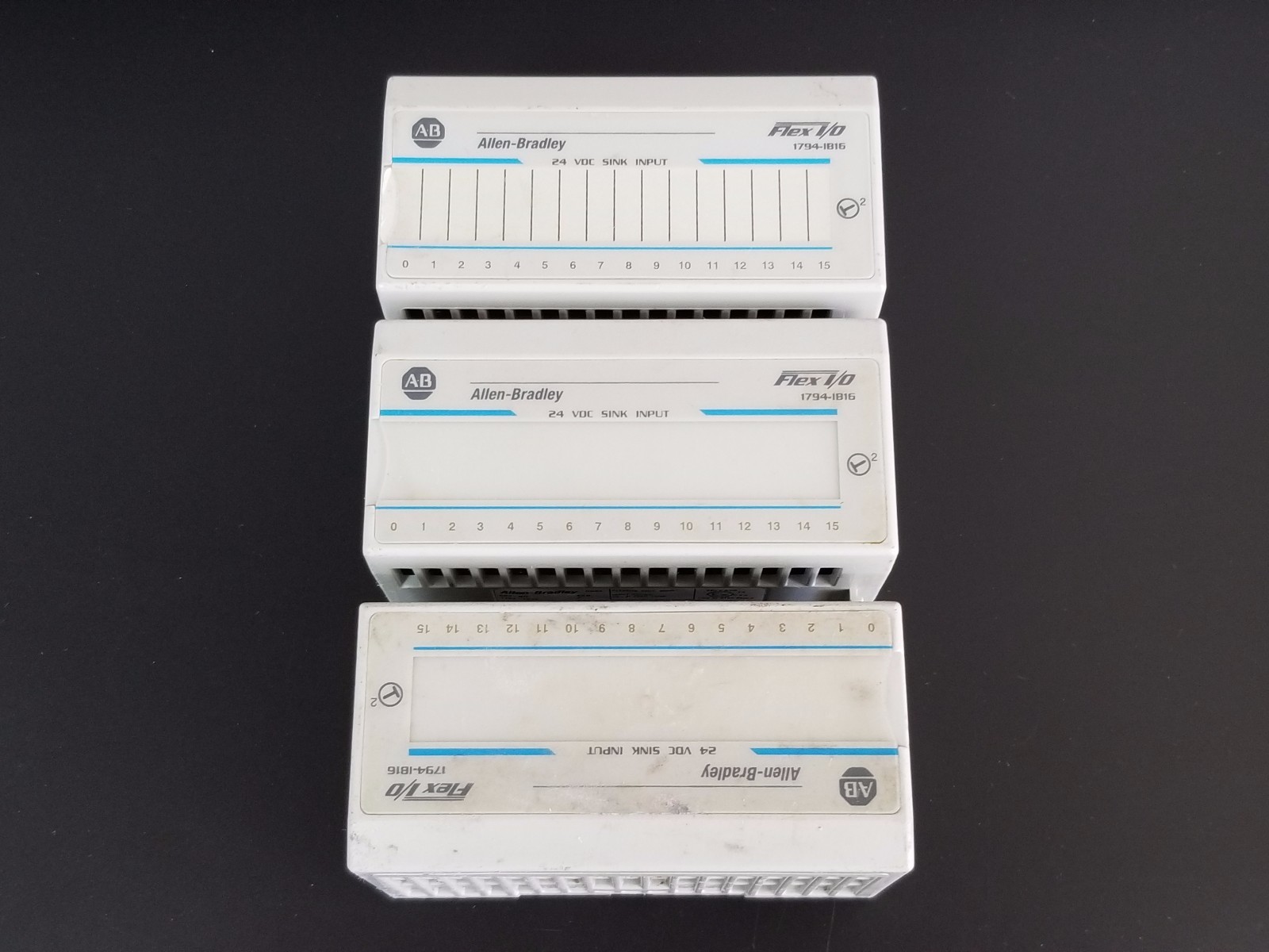 Used LOT OF 3 ALLEN BRADLEY 1794-IB16 FLEX I/O MODULES SER. A REV. A01, 1794IB16