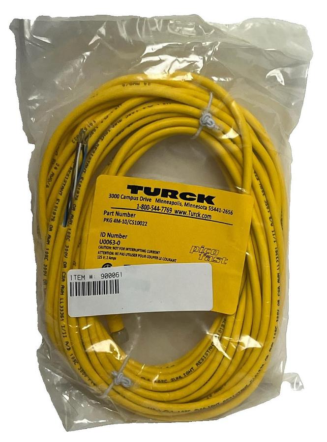 Used Turck PKG 4M-10/CS10022 Cordset 10m M8 Female Straight 4-Wire New Sealed