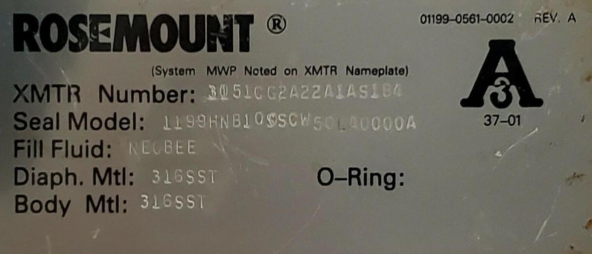 Used NIB EMERSON FISHER ROSEMOUNT CG2A22A1AS1B4 PRESSURE TRANSMITTER W/SENSOR