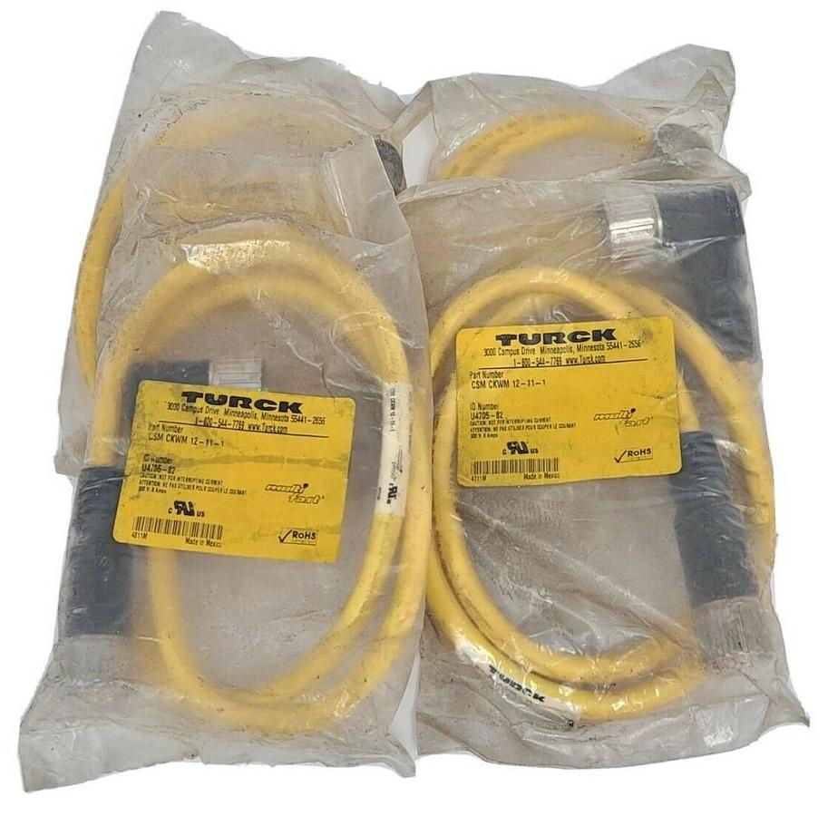 Used LOT OF 4 NEW TURCK CSWM CKM 12-11-1 MULTIFAST MOLDED CORDSETS ID NO. U4707-64