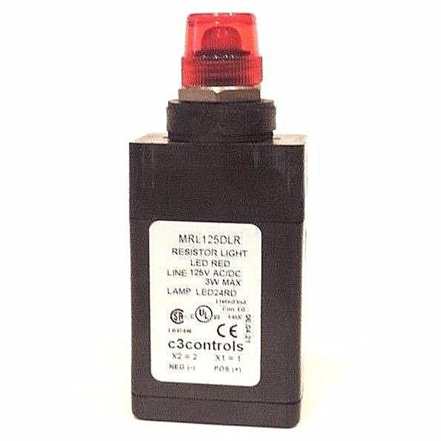 Used NEW C3 CONTROLS MRL125DLR RESISTOR LIGHT LED RED LINE 125V AC/DC 3W MAX, LED24RD
